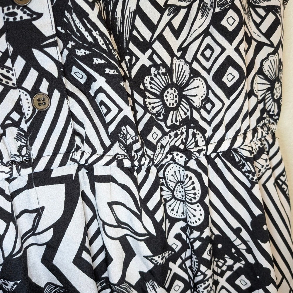 Plus Size Speed Control NY Women's 2X Dress Black White Geometric Floral Pocket - Picture 2 of 10